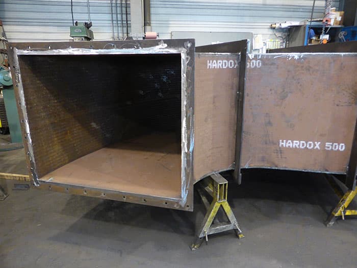 Caisson mécanosoudé en acier anti-abrasion Hardox® 500